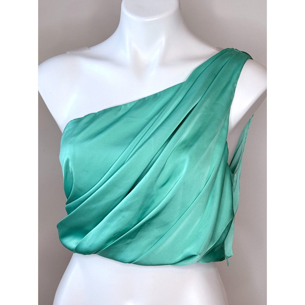 DO+BE Seafoam Green One Shoulder Satin Top Size M